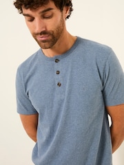 FatFace Henley Blue Denim Woodside Slub Tshirt - Image 4 of 6