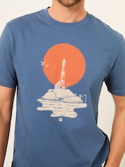 FatFace Blue Denim Lighthouse Graphic T-Shirt - Image 4 of 6