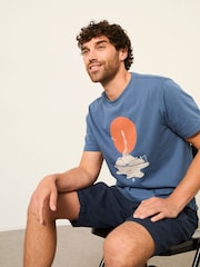 FatFace Blue Denim Lighthouse Graphic T-Shirt - Image 5 of 6