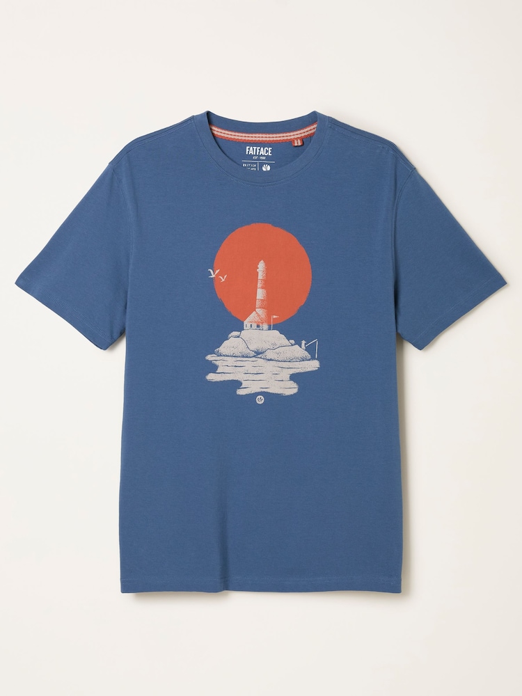 FatFace Blue Denim Lighthouse Graphic T-Shirt - Image 6 of 6 FatFace Blue Denim Lighthouse Graphic T-Shirt - Image 6 of 6