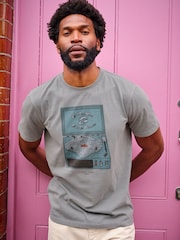 FatFace Grey Vinyl Bike Graphic Tshirt - Image 1 of 7