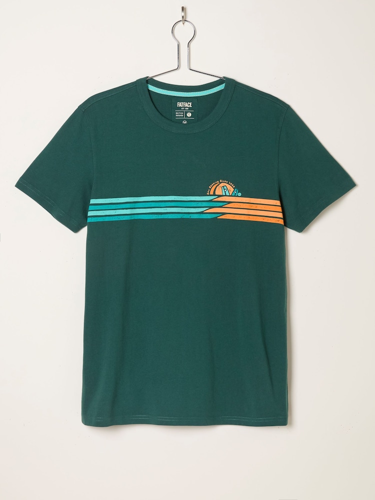 FatFace Jade Green Sunseeker Chest Stripe Tshirt - Image 5 of 5