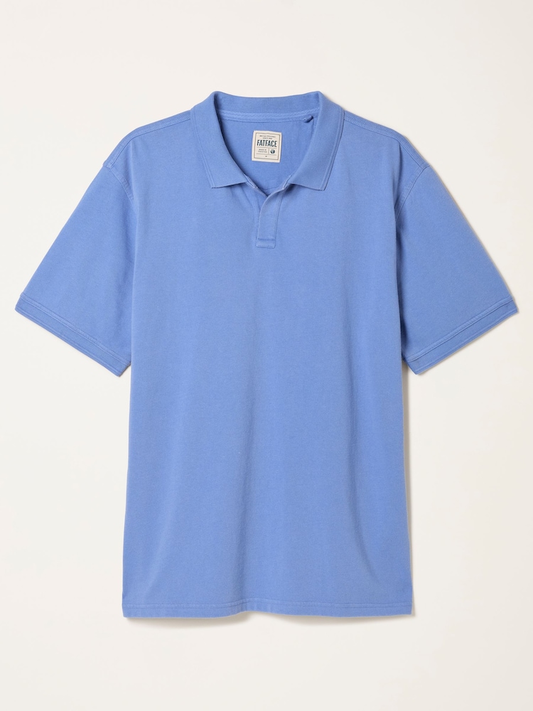 FatFace Ashton Relaxed Fit Chambray Blue Notch Polo - Image 6 of 6