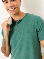 FatFace Henley Jade Green Woodside Marl Tshirt - Image 4 of 7
