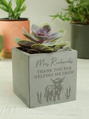 Personalised Highland Cow Concrete Plant Pot by PMC - Image 2 of 3