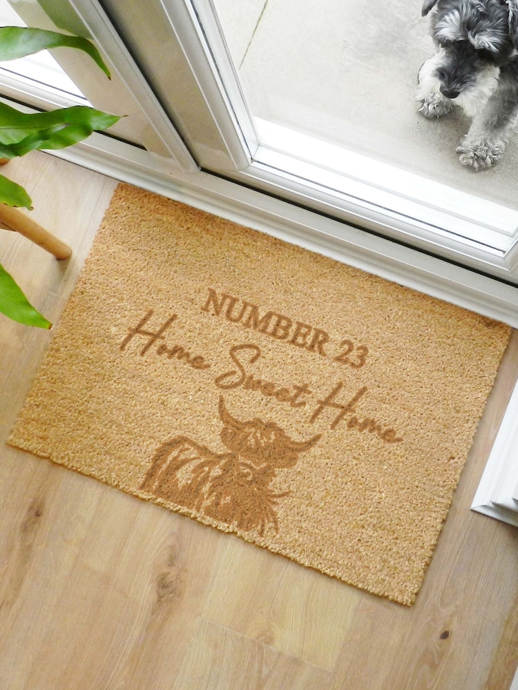 Personalised Highland Cow Doormat by PMC - Image 1 of 3