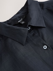 Navy Midi Length Shirt Dress With Ramie - Image 7 of 8