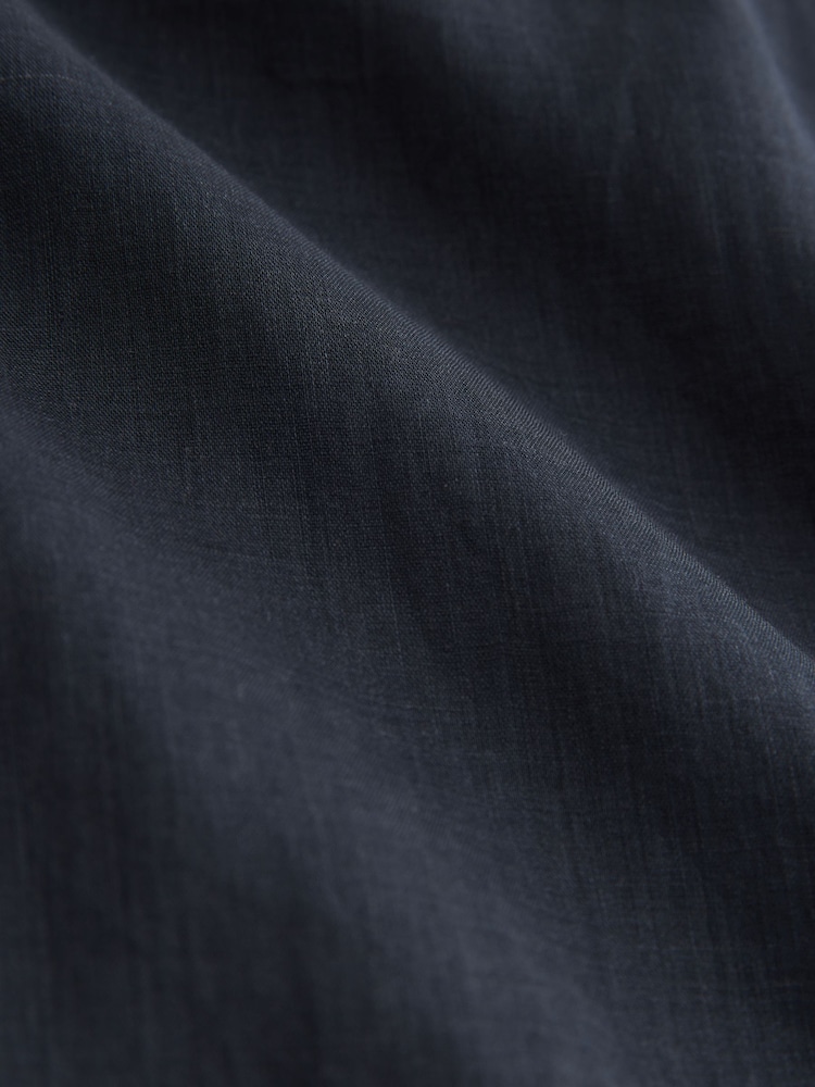 Navy Midi Length Shirt Dress With Ramie - Image 8 of 8