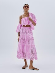 River Island Pink Broderie Cutwork Maxi Skirt - Image 1 of 4