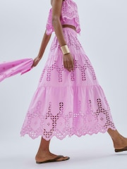 River Island Pink Broderie Cutwork Maxi Skirt - Image 2 of 4