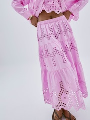River Island Pink Broderie Cutwork Maxi Skirt - Image 4 of 4