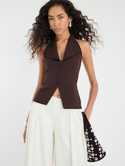 River Island Brown Halterneck Waistcoat - Image 2 of 4