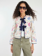 River Island Cream Floral Print Tie Front Jacket - Image 3 of 4