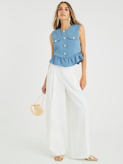 River Island Blue Frill Tailored Waistcoats - Image 2 of 4
