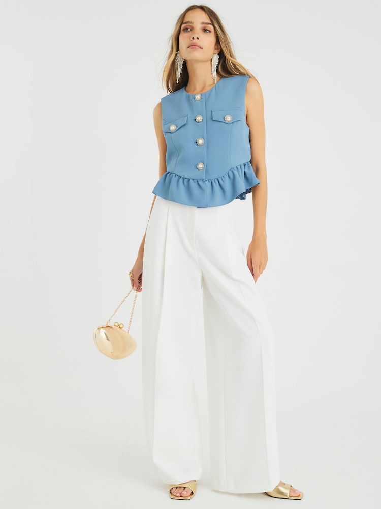 River Island Blue Frill Tailored Waistcoats - Image 2 of 4