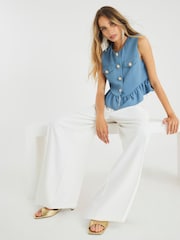 River Island Blue Frill Tailored Waistcoats - Image 3 of 4