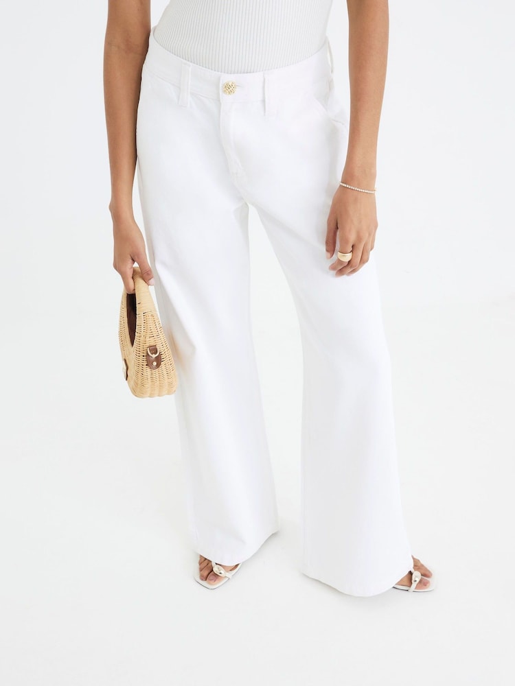 River Island White Low Rise Tailored Baggy Jeans - Image 2 of 4 River Island White Low Rise Tailored Baggy Jeans - Image 2 of 4