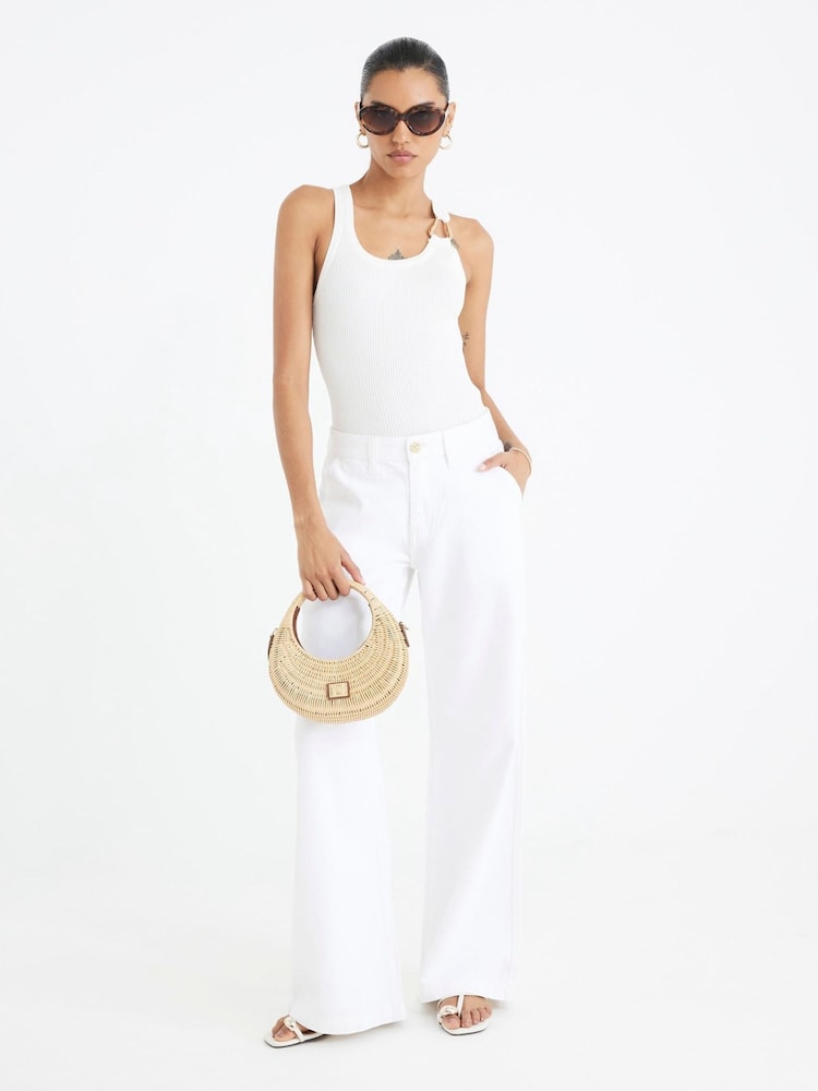 River Island White Low Rise Tailored Baggy Jeans - Image 4 of 4 River Island White Low Rise Tailored Baggy Jeans - Image 4 of 4