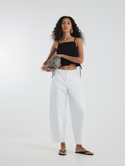 River Island White Loose Fit Elasticated Barrel Jeans - Image 1 of 4