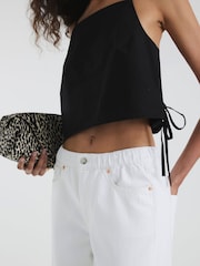 River Island White Loose Fit Elasticated Barrel Jeans - Image 4 of 4