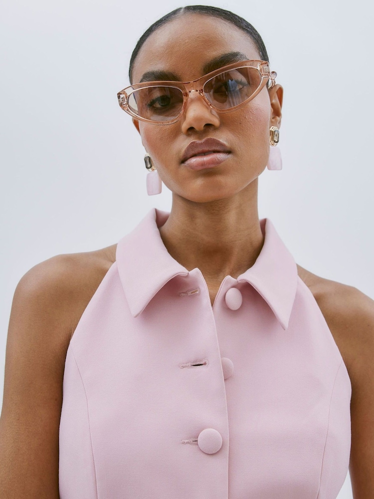 River Island Pink High Neck Collared Waistcoat - Image 4 of 4