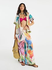Camisa de praia com estampa tropical multicolorida River Island - Imagem 1 de 4