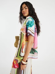 Camisa de praia com estampa tropical multicolorida River Island - Imagem 3 de 4