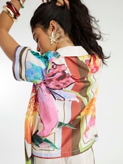 Camisa de praia com estampa tropical multicolorida River Island - Imagem 4 de 4