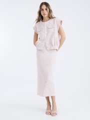 River Island Pink Boucle Sleeveless Waistcoats - Image 1 of 4