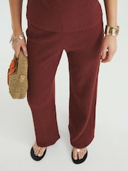 River Island Red Textured Wide Leg Trousers - Image 4 of 4