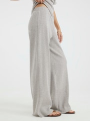 River Island Grey Textured Wide Leg Trousers - Image 4 of 4