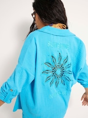 River Island Oversized Sun Embellished Beach Shirt - Imagen 4 de 4
