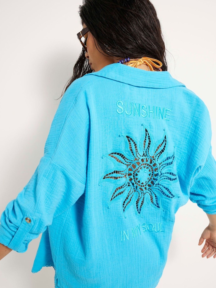 River Island Oversized Sun Embellished Beach Shirt - Imagen 4 de 4