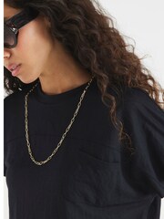 River Island Black Linen Look Pocket T-Shirt - Image 1 of 4