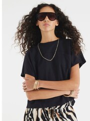 River Island Black Linen Look Pocket T-Shirt - Image 2 of 4