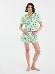 River Island White Lemon Stripe Shirt and Shorts Set - Image 1 of 4