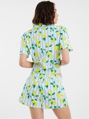 River Island White Lemon Stripe Shirt and Shorts Set - Image 2 of 4