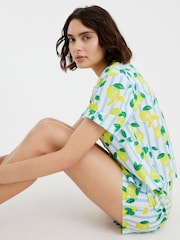 River Island White Lemon Stripe Shirt and Shorts Set - Image 3 of 4