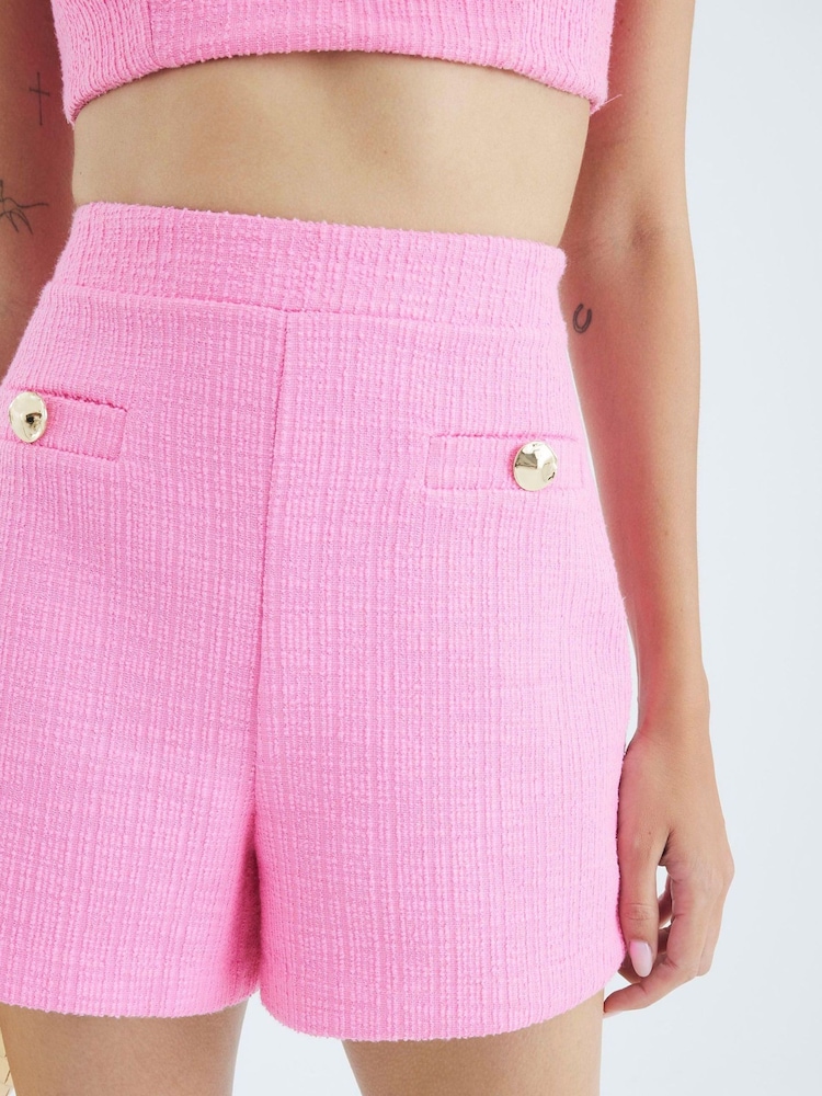 River Island Pink Boucle Shorts - Image 1 of 4 River Island Pink Boucle Shorts - Image 1 of 4