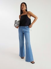 River Island Blue Petite Relaxed Flare High Rise Jeans - Image 2 of 4