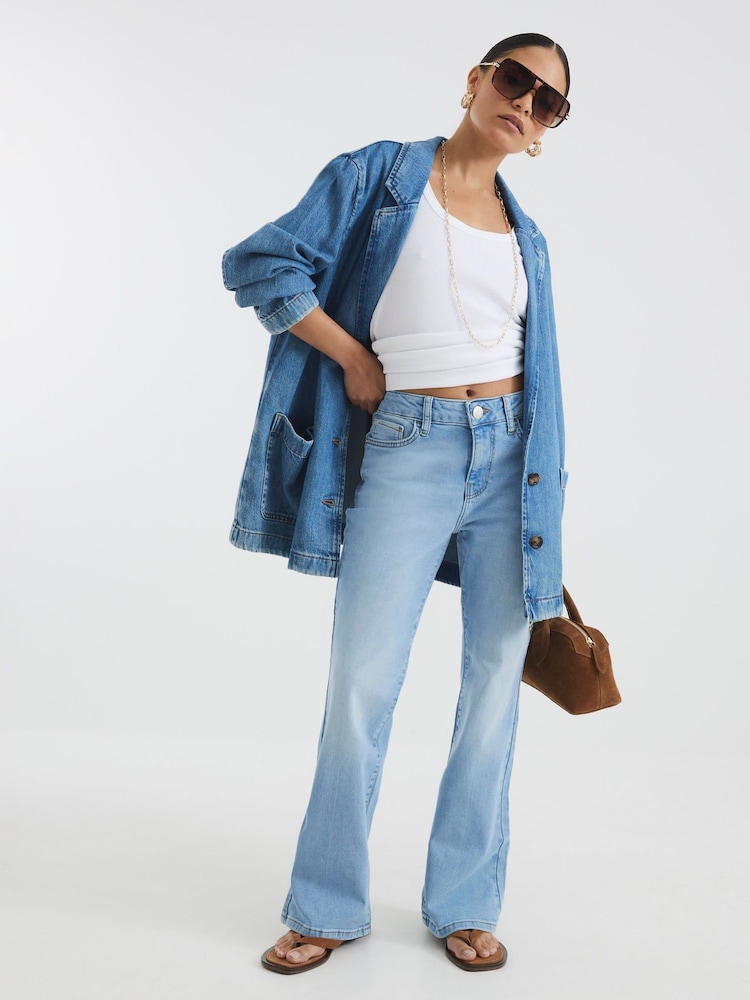 River Island Blue Petite Mid Rise Bootcut Jeans - Image 2 of 4 River Island Blue Petite Mid Rise Bootcut Jeans - Image 2 of 4