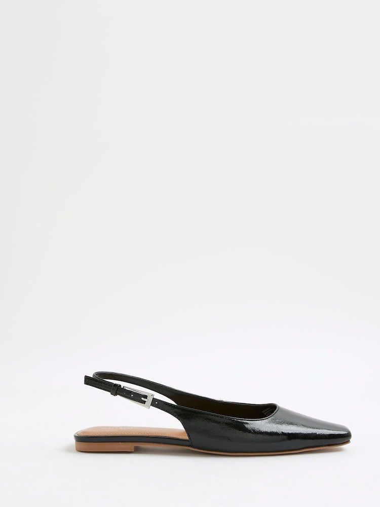 River Island Black Sling Back Chisel Toe Flat Shoes - Image 1 of 5 River Island Black Sling Back Chisel Toe Flat Shoes - Image 1 of 5
