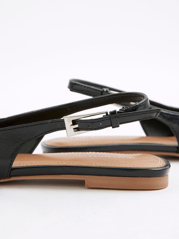 River Island Black Sling Back Chisel Toe Flat Shoes - Image 2 of 5 River Island Black Sling Back Chisel Toe Flat Shoes - Image 2 of 5