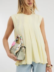River Island Yellow Pleated Tank Top - Image 3 of 4