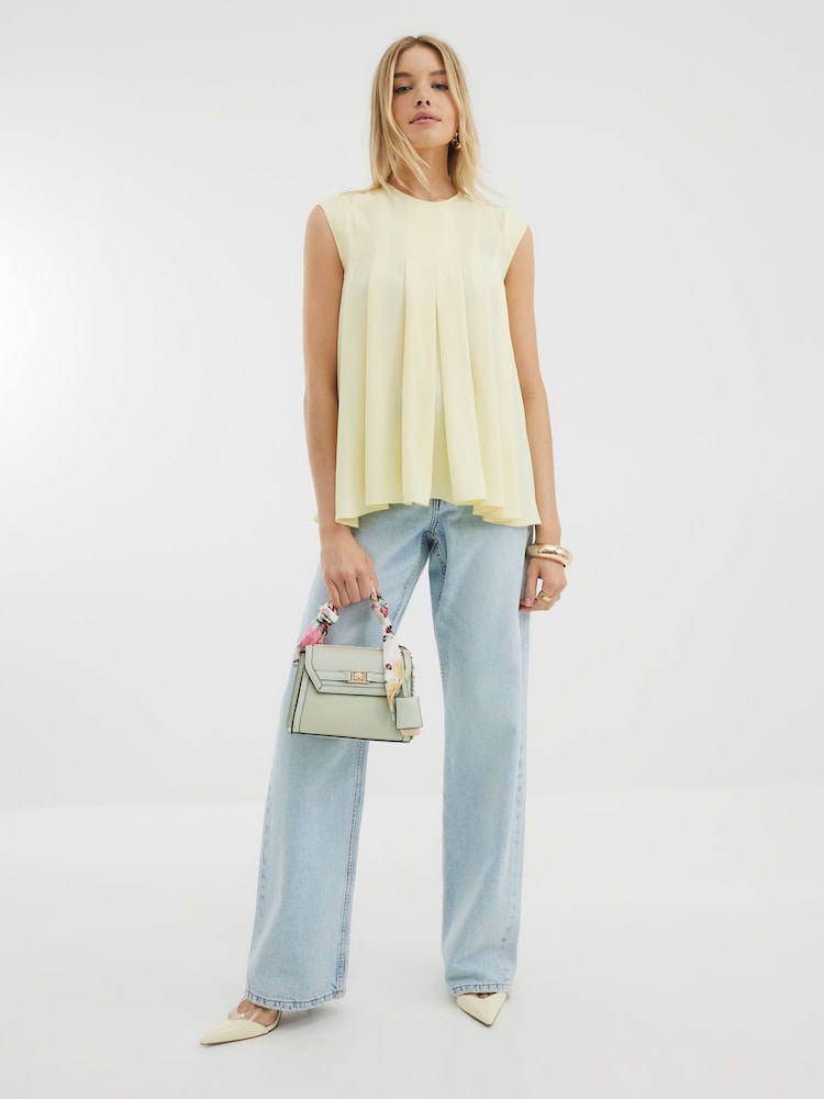 River Island Yellow Pleated Tank Top - Image 4 of 4