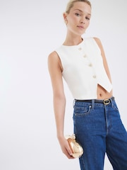 River Island White Cropped Waistcoat - Image 1 of 6