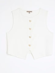 River Island White Cropped Waistcoat - Image 5 of 6