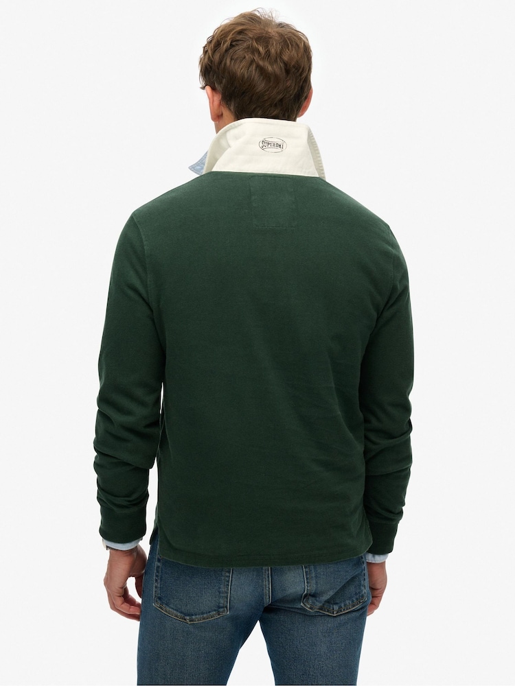 Superdry Green Vintage Athletic Rugby Shirt - Image 2 of 6
