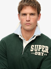 Superdry Green Vintage Athletic Rugby Shirt - Image 4 of 6