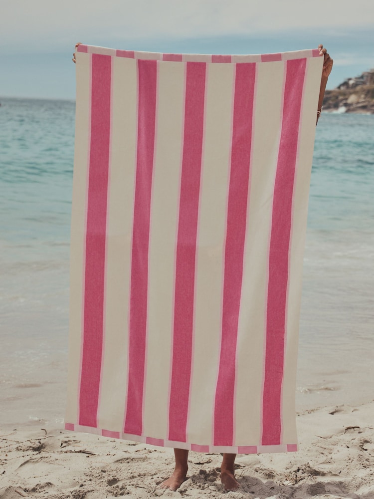 Pink Stripe XL Beach Towel - Image 1 of 1